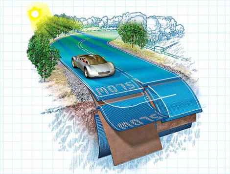 «Солнечная дорога» Скотта Брусо: энергогенерирующее, саморазогревающееся, самоочищающееся дорожное полотно.