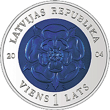 В Латвии выпустили фиолетовую монету